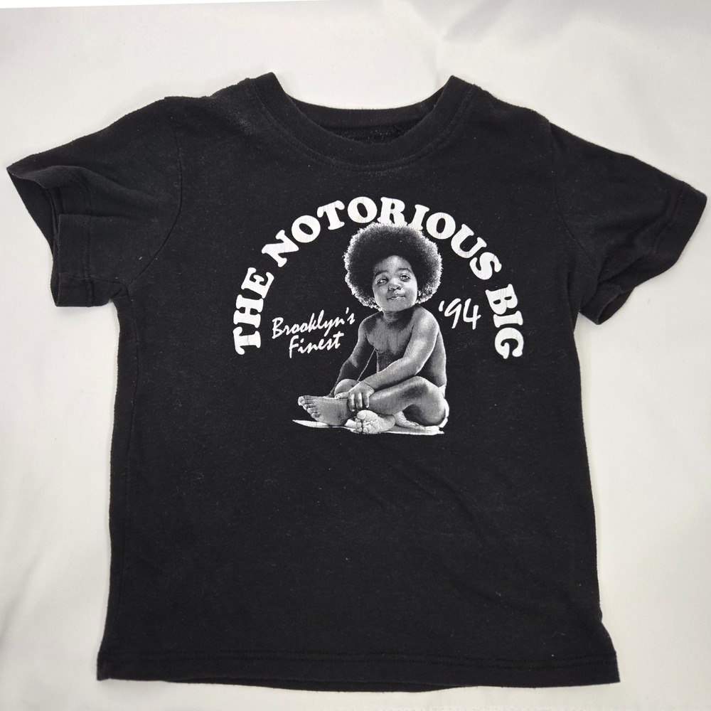 The Notorious BIG T-Shirt‎ Brooklyn's Finest Black Graphic Tee 3T 90s Hip Hop